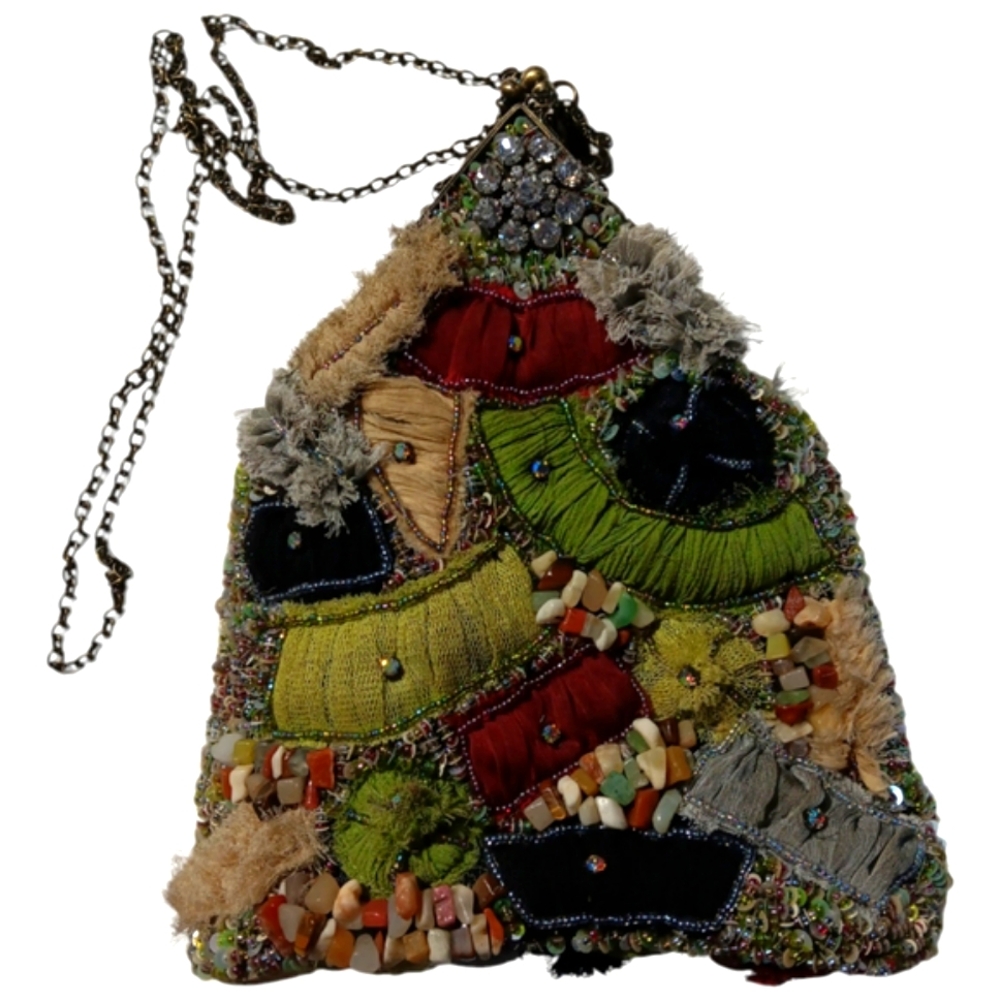 Mary Frances Beautiful Vintage Handbag Chain Strap,  Gemstones, & Sequins